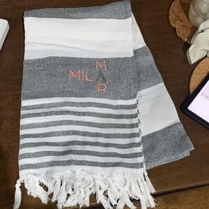 New Striped Gray and White Turkish light cotton towel